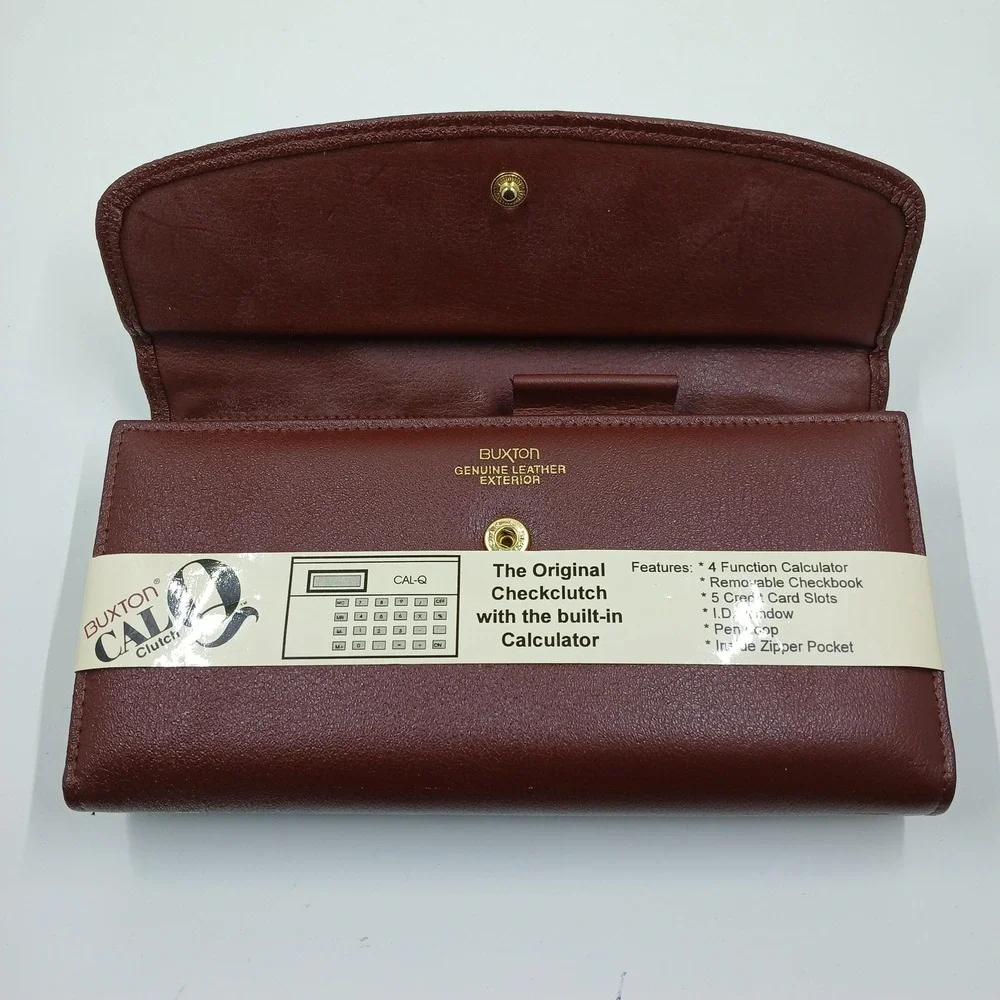 Buxton Leather‎ Wallet Checkclutch Womens One Size Brown CAL-Q Calculator New